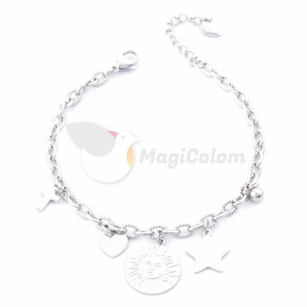 Pulsera con Dijes de Acero