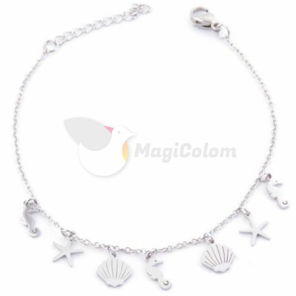 Pulsera con Dijes de Mar de Acero