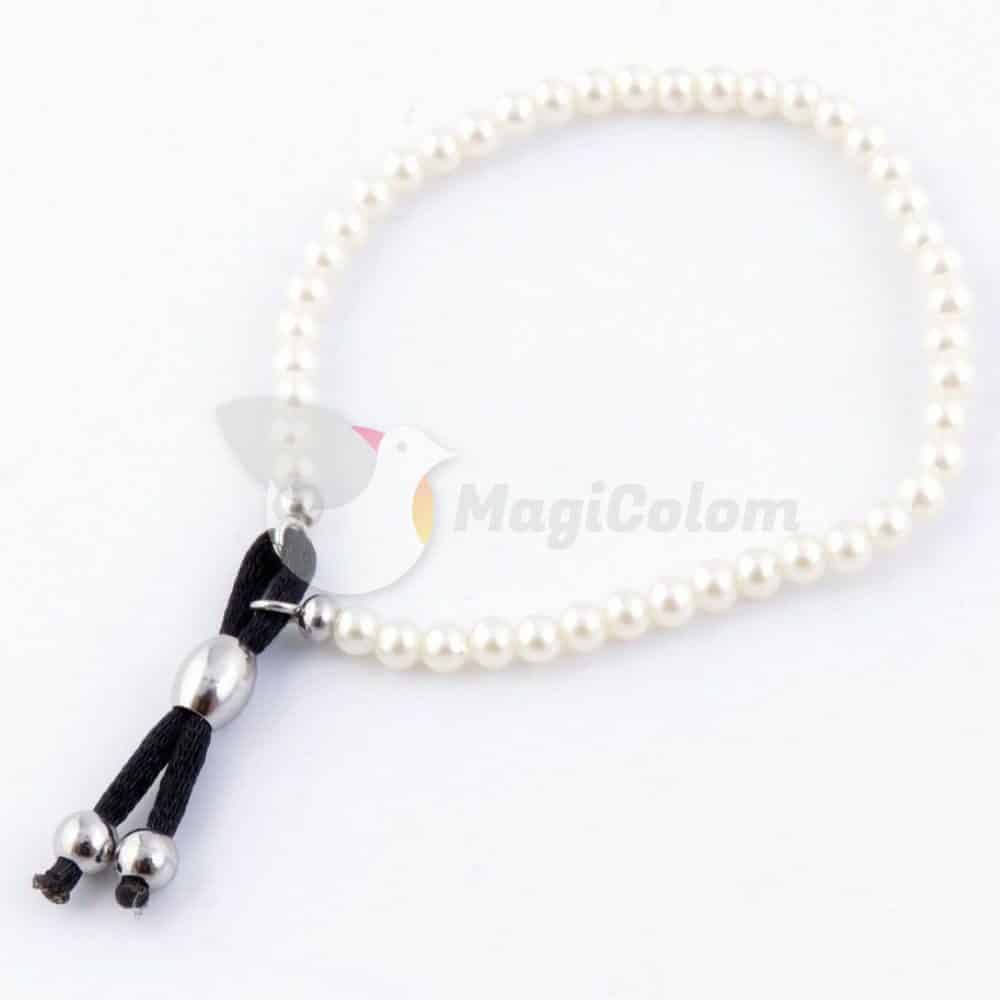 Pulsera de Perla y Cordón de Acero