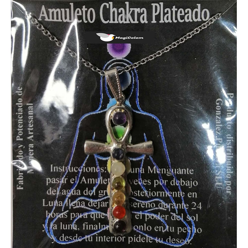 Amuleto Artesano Metal Plateado Cruz Ansada