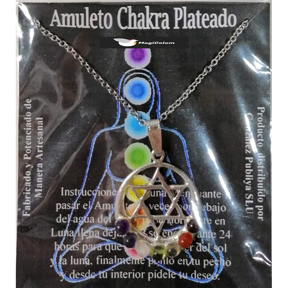 Amuleto Artesano Metal Plateado Estrella con Luna