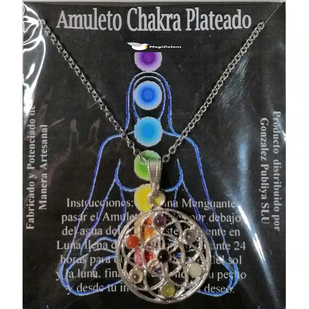 Amuleto Artesano Metal Plateado Flor de la Vida