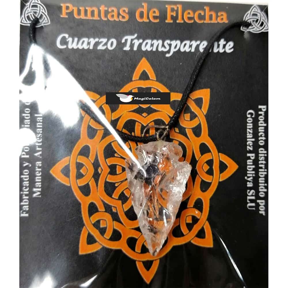 Colgante Punta de Flecha de Cuarzo Cristal con cordón