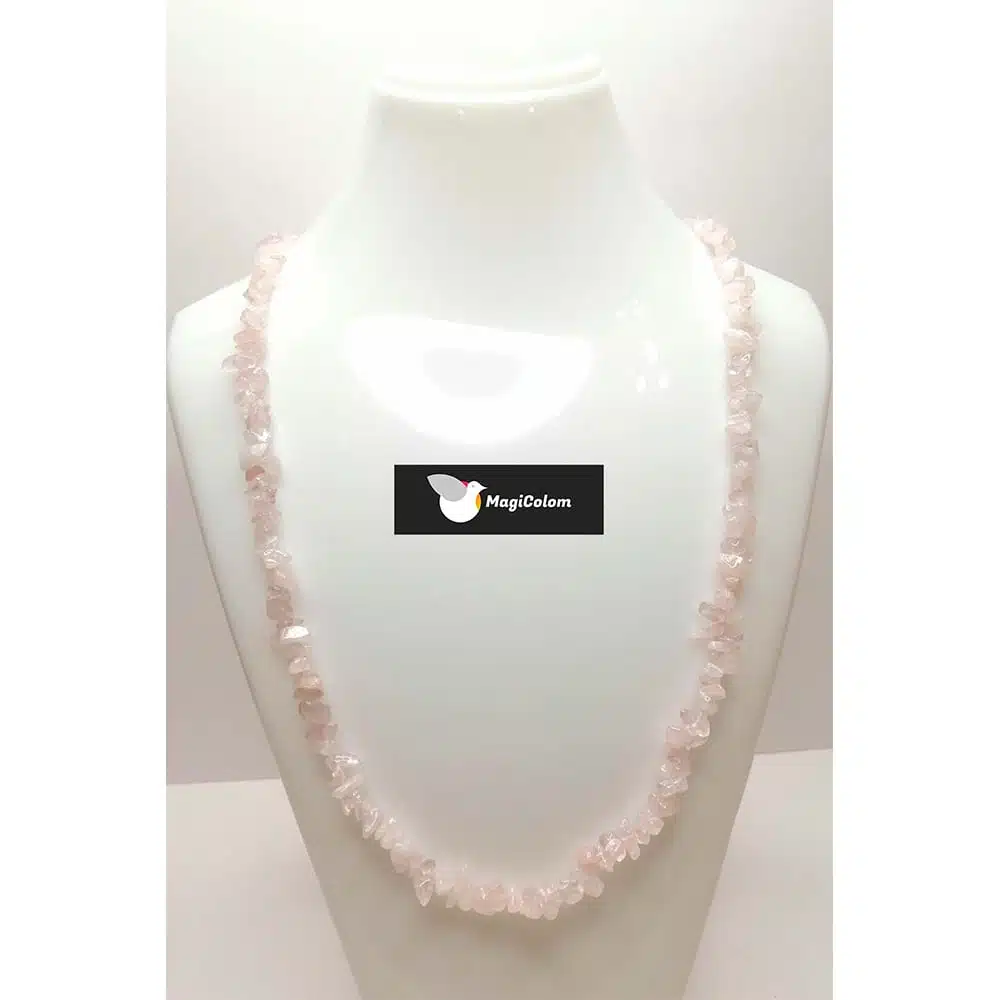 Collar Mineral chip Cuarzo Rosa