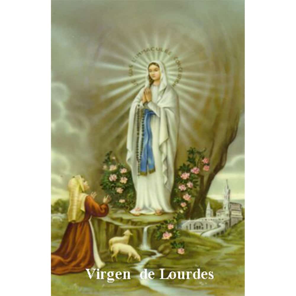 Estampa Plastificada Virgen de Lourdes