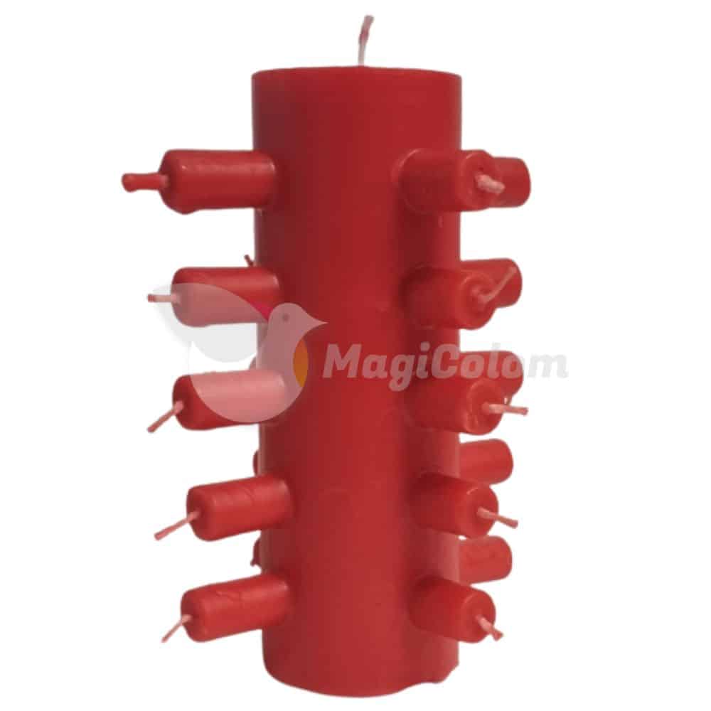 Velón 21 mechas rojo
