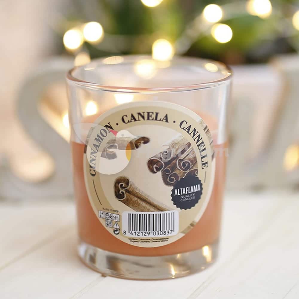 Vela aromática Canela con vaso cristal