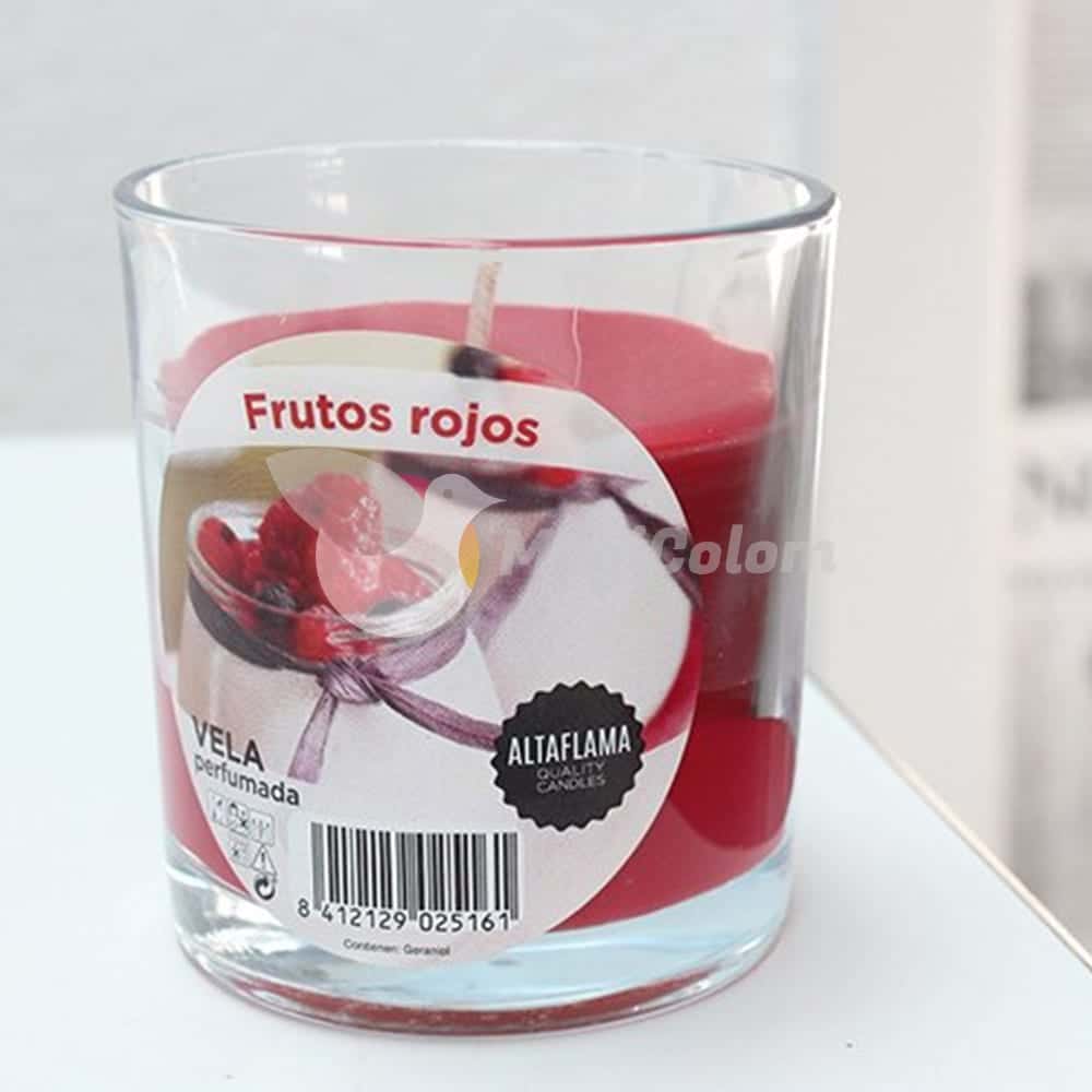 Vela aromática Frutas del Bosque con vaso cristal