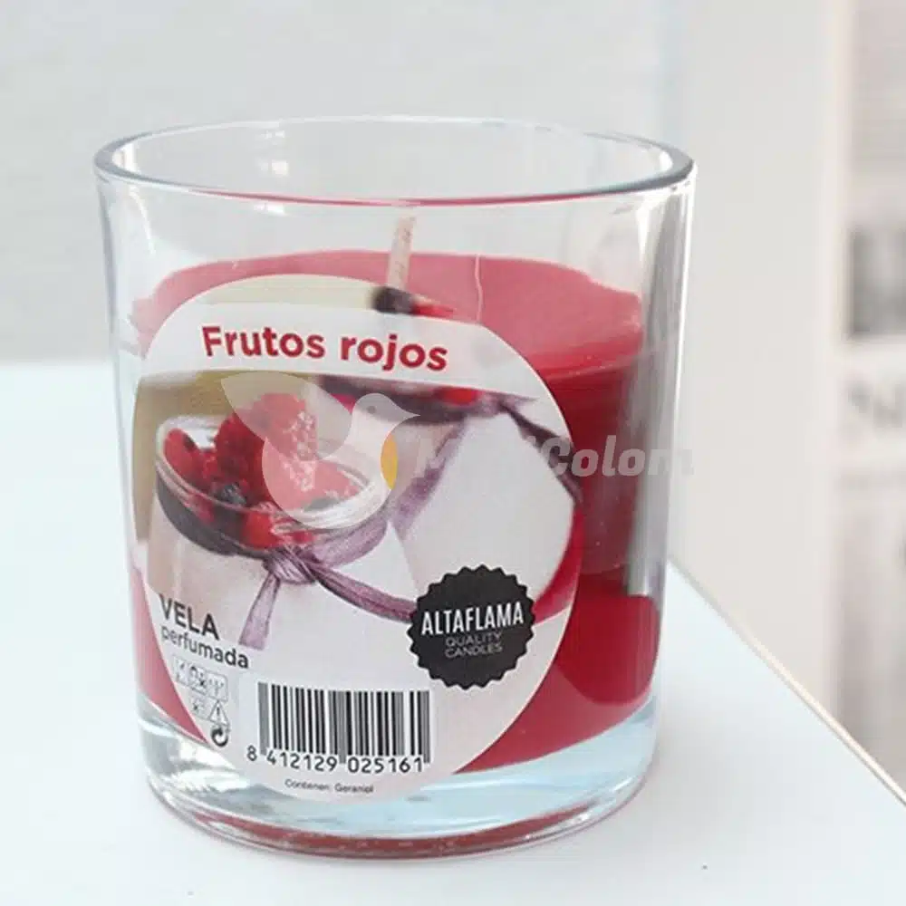 Vela aromática Frutas del Bosque con vaso cristal