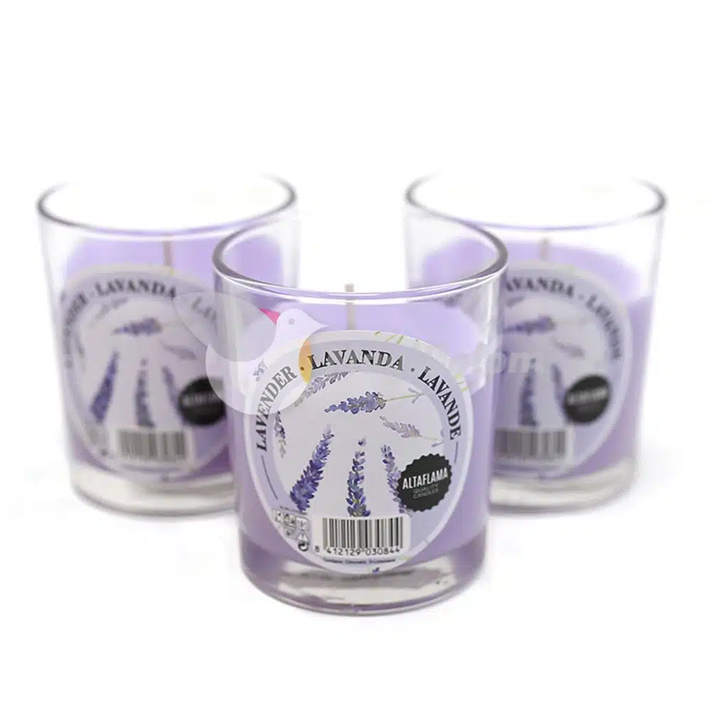 Vela aromática Lavanda con vaso cristal