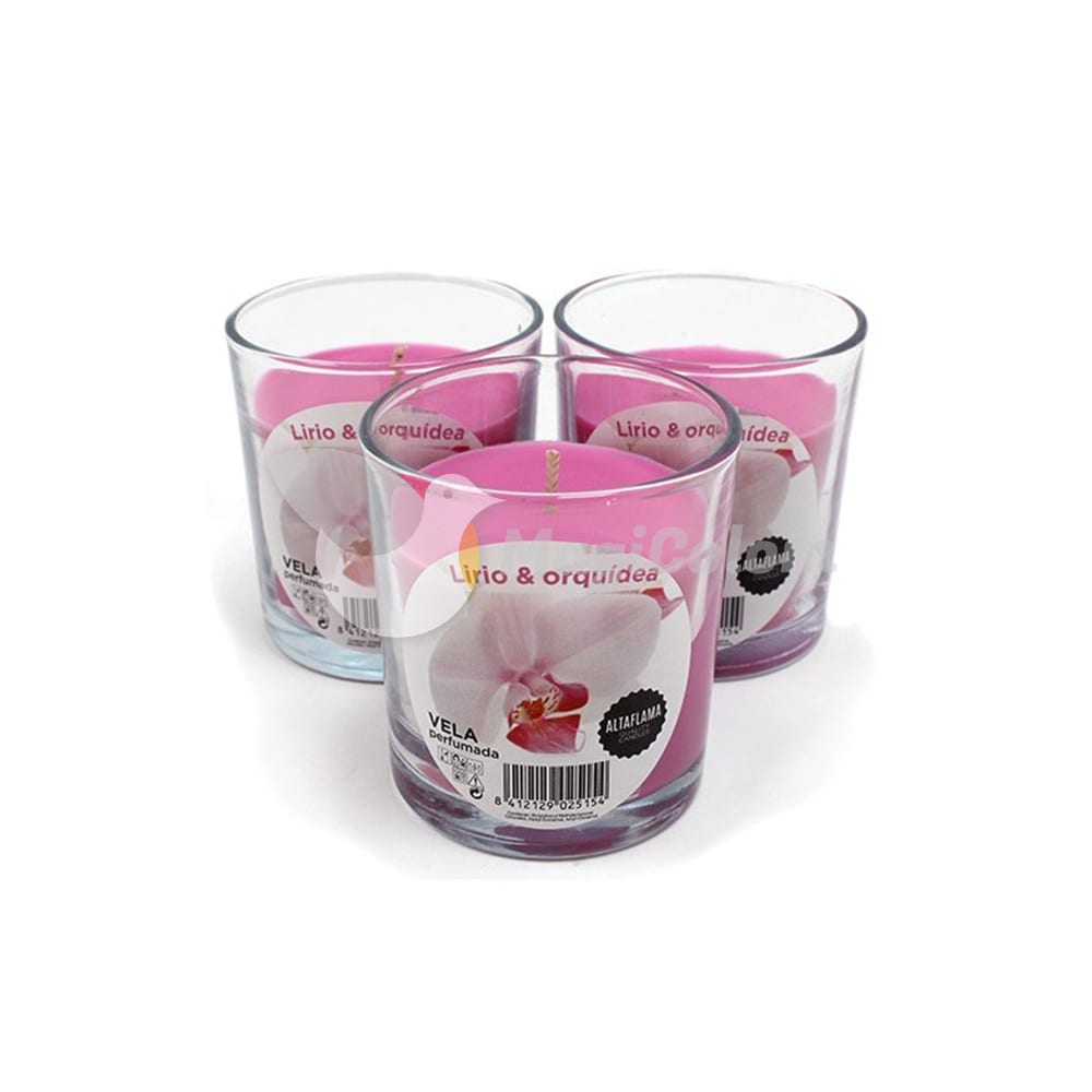 Vela aromática Lirio y Orquídea con vaso cristal