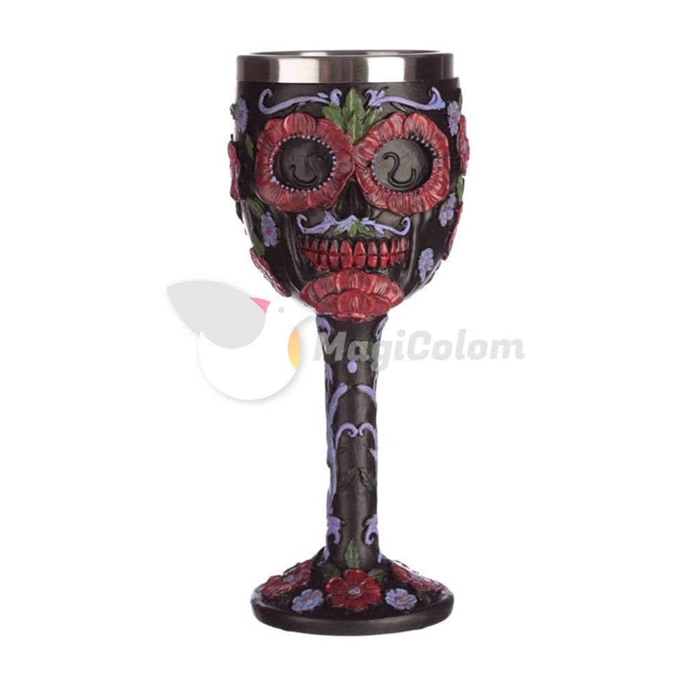 Cáliz Calavera Día de los Muertos Mexicana Negra