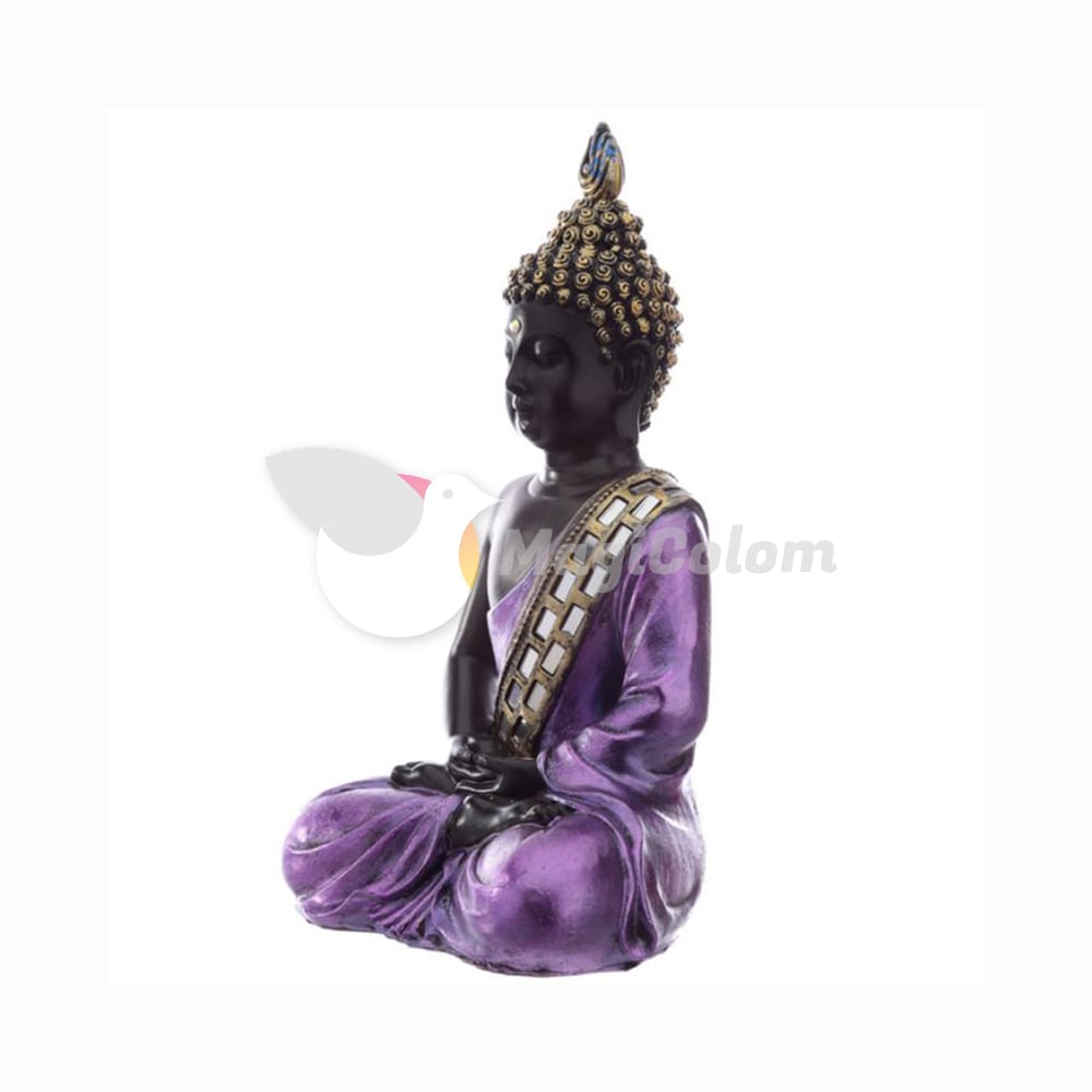 Figura Buda Tailandés Contemplación. Negro y Morado