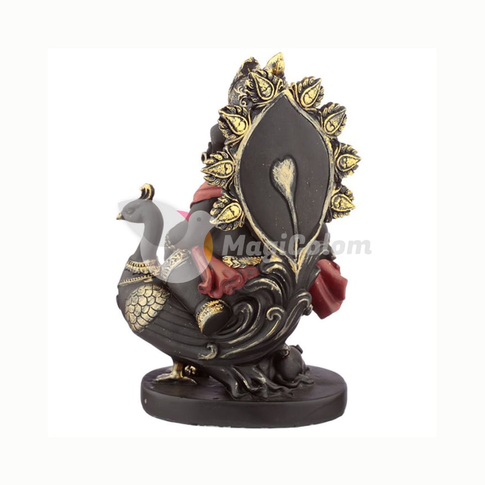 Figura Ganesha Flauta y Pavo Real