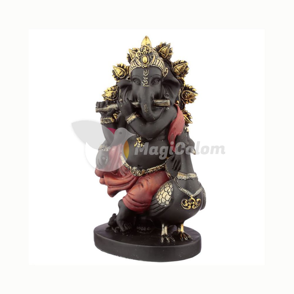 Figura Ganesha Flauta y Pavo Real