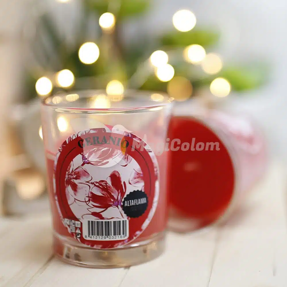 Vela aromática Geranio con vaso cristal