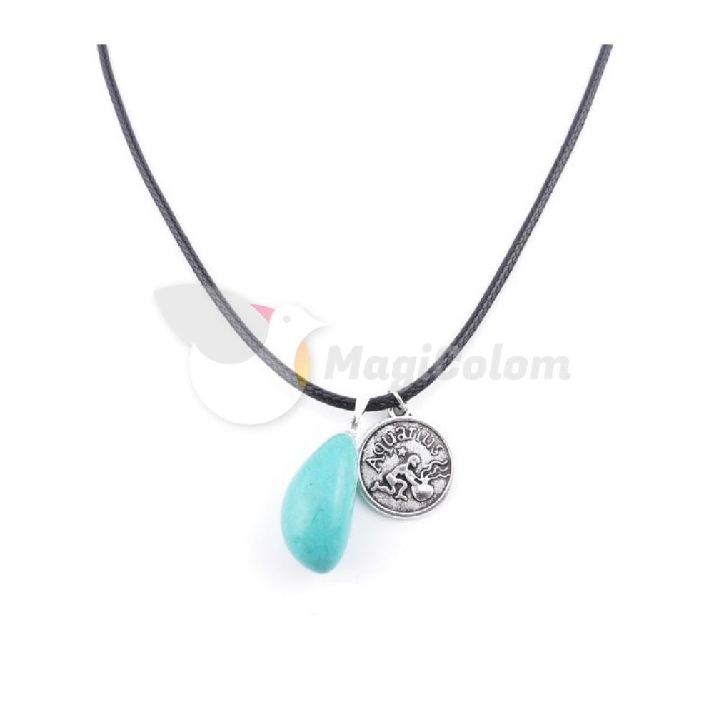 Collar Amuleto Acuario y Piedra Turquesa