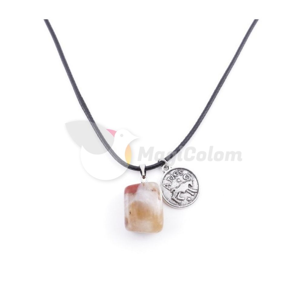 Collar Amuleto Aries y Jaspe Rojo