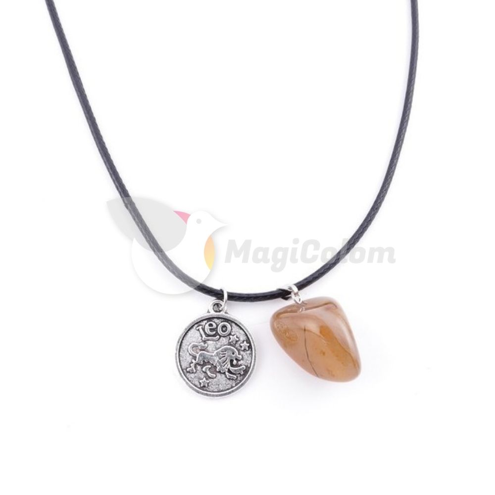 Collar Amuleto Leo y Piedra Carneola