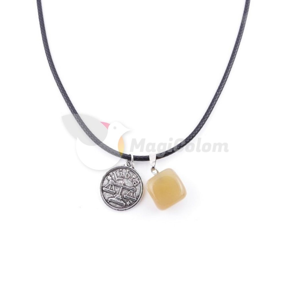 Collar Amuleto Libra y Piedra Agata