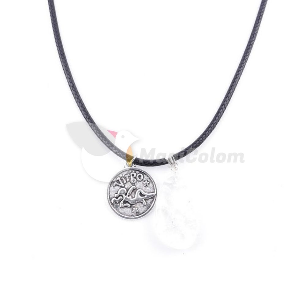 Collar Amuleto Virgo y Cuarzo Blanco