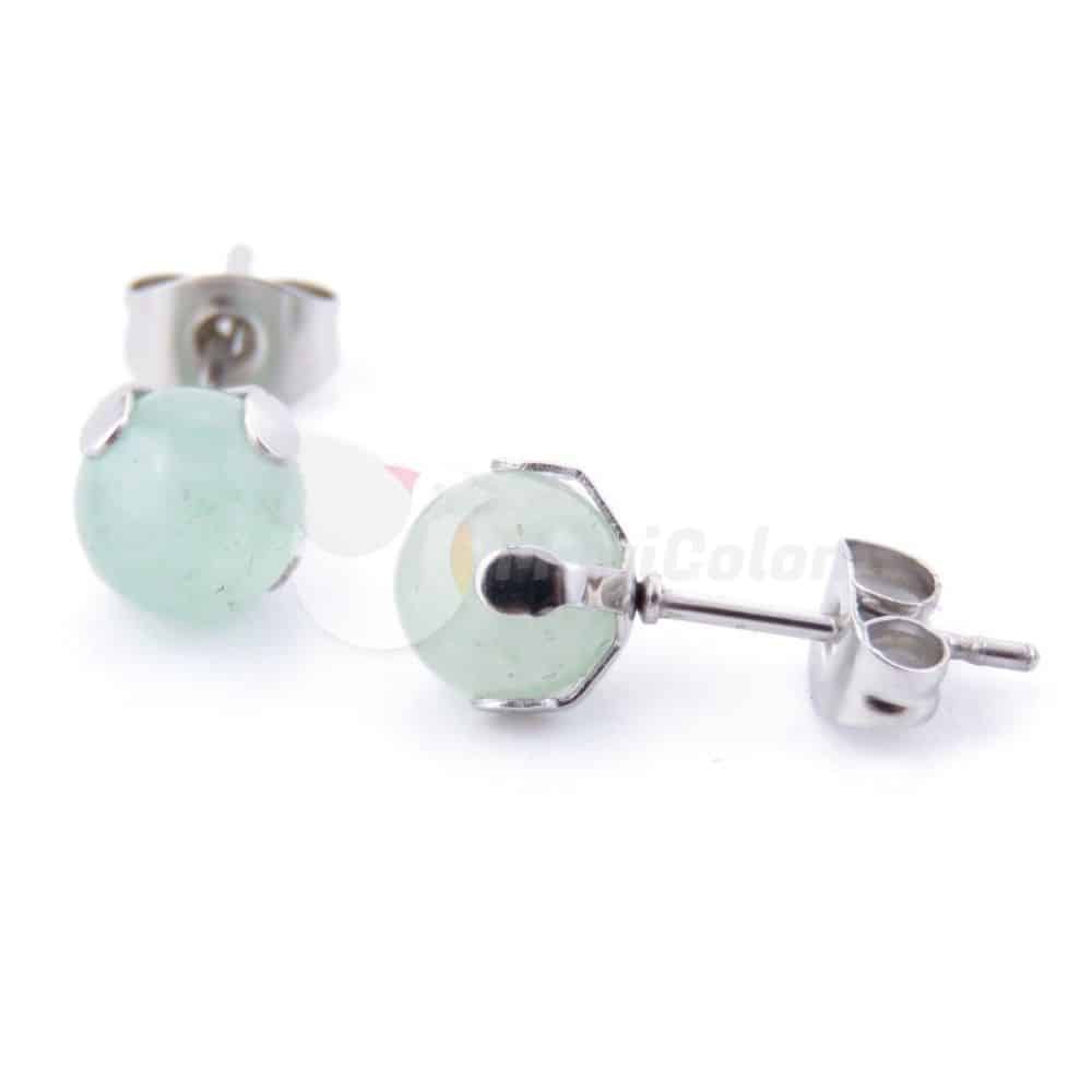 Pendientes Acero con bola Aventurina