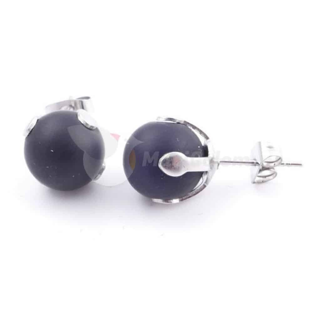 Pendientes Acero con bola Shungita