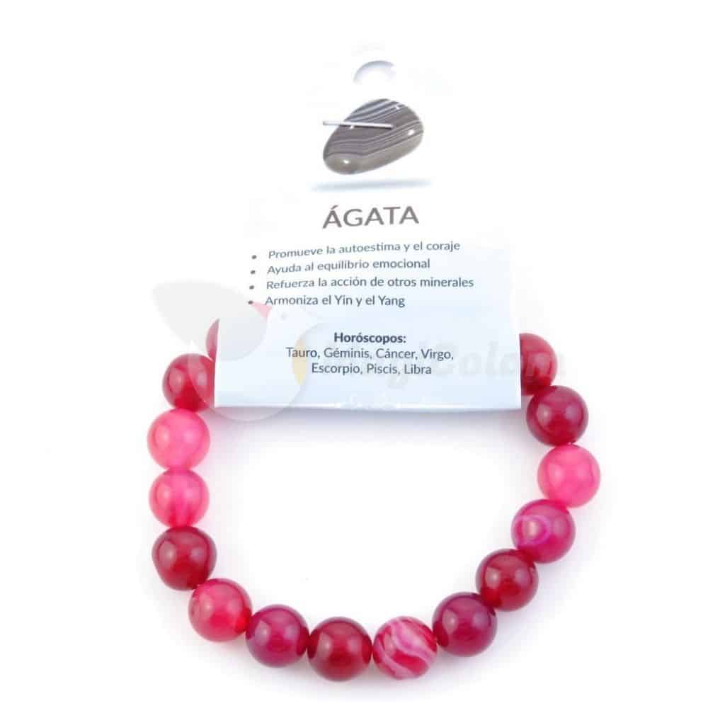 Pulsera Ágata Rosa Elástica