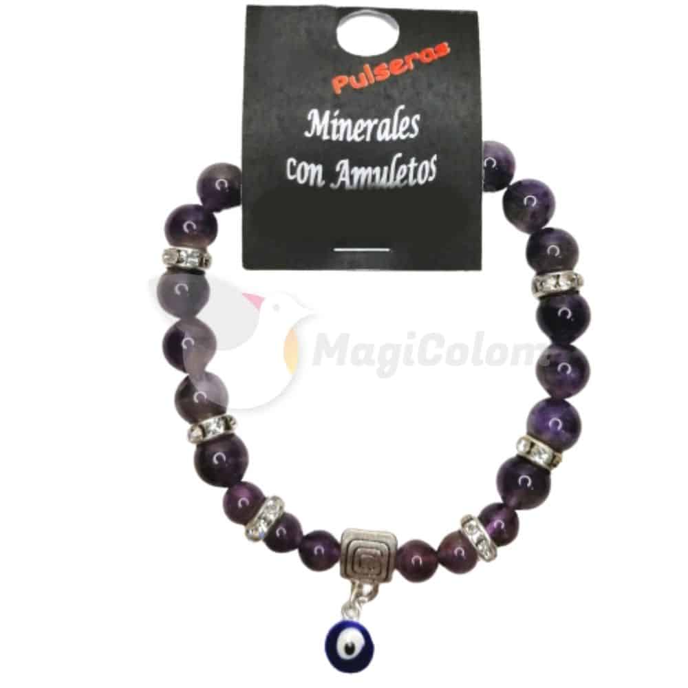 Pulsera Mineral Amatista con Ojo turco