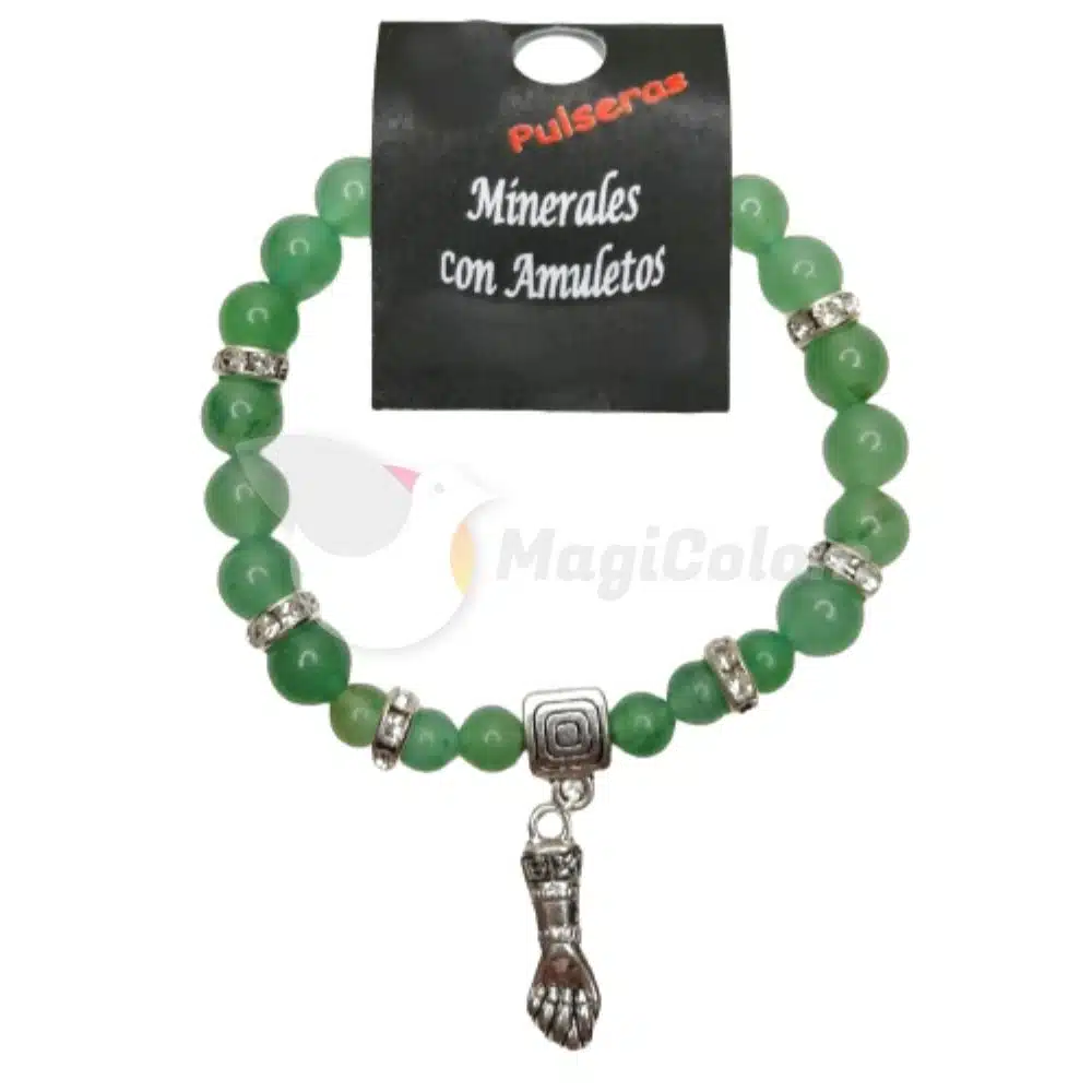 Pulsera Mineral Cuarzo Verde con Puño Figa