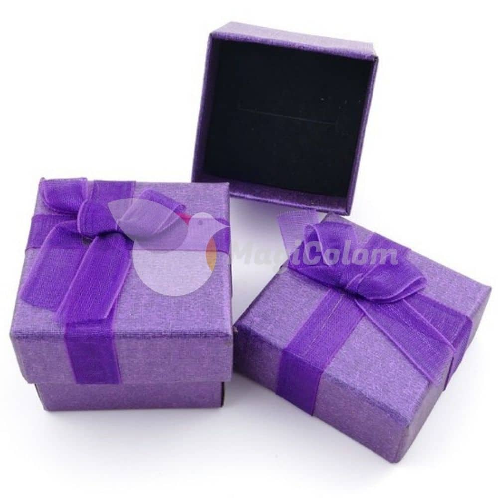 Caja Regalo para Anillos 4 x 4 cm Morado