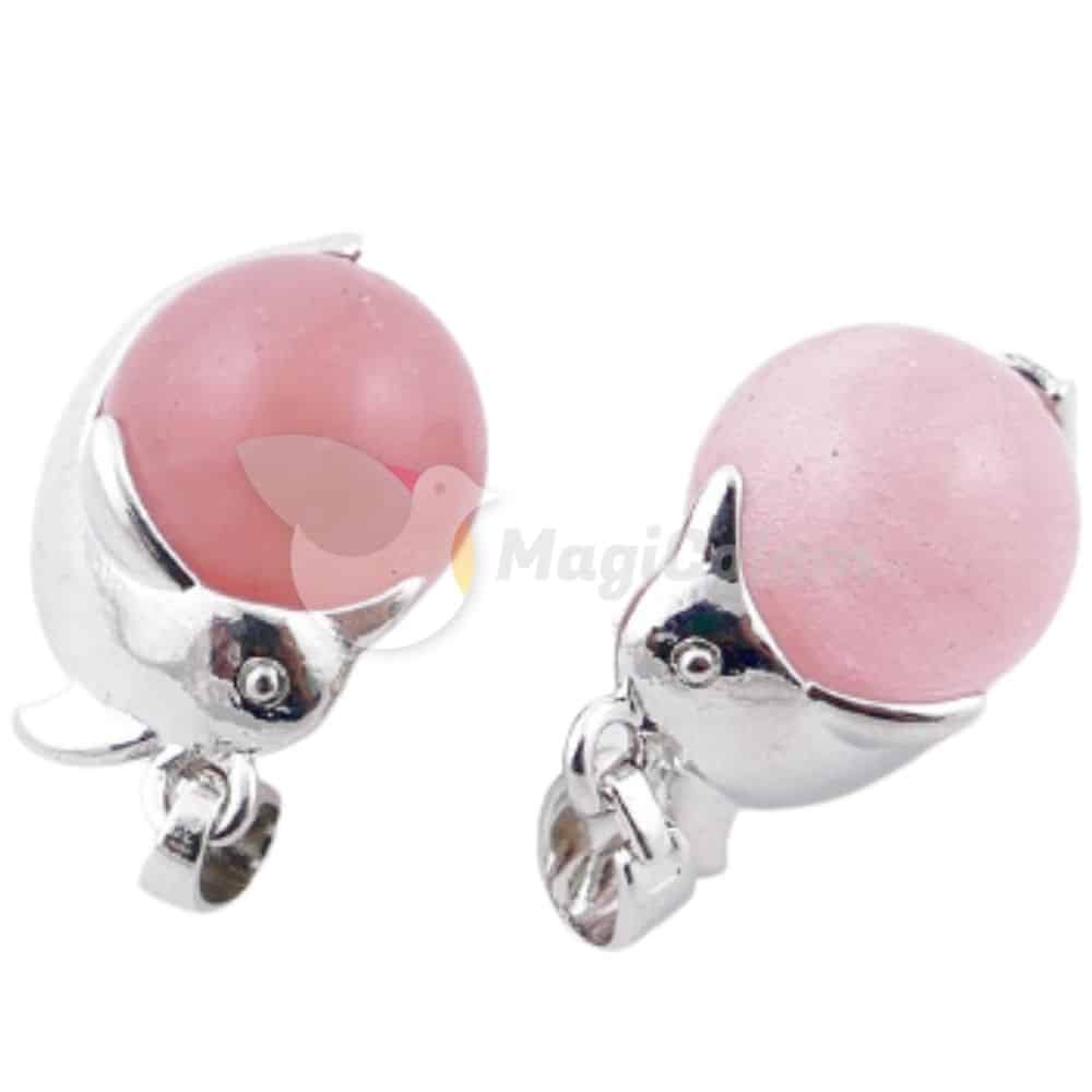 Colgante Delfín con Bola de Cuarzo Cerezo