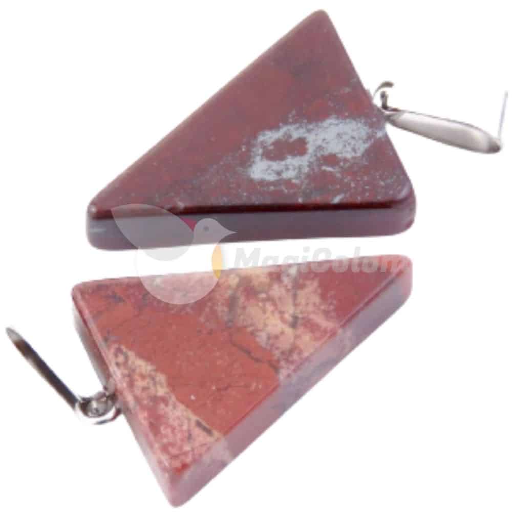 Colgante Triangular Engarzado Jaspe Rojo