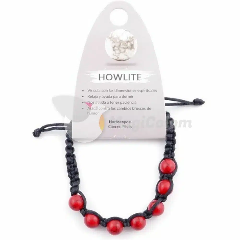 Pulsera Nudo Corredizo Howlite Rojo