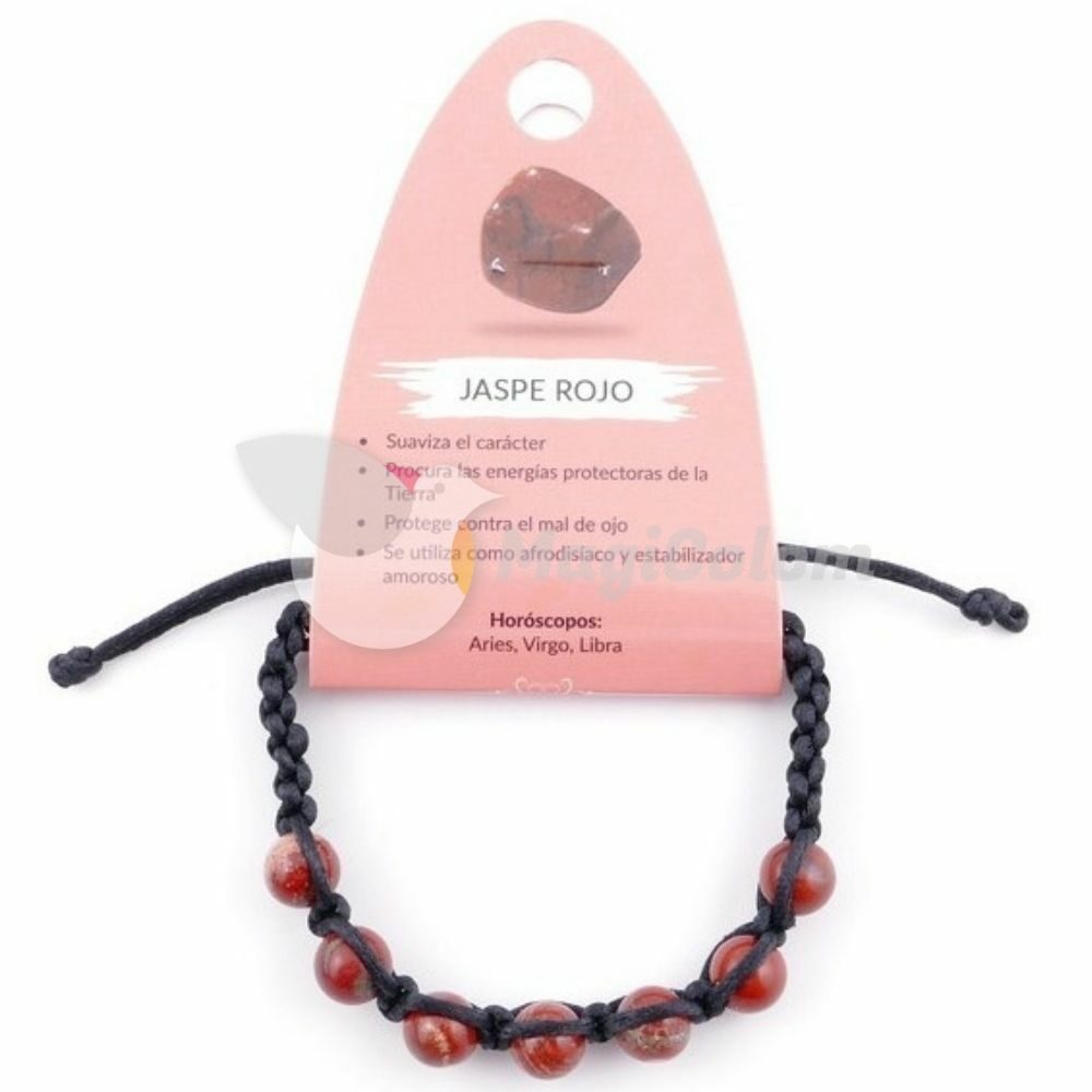 Pulsera Nudo Corredizo Jaspe Rojo