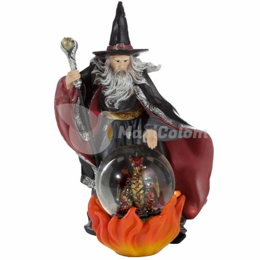 Figura Dragón de Fuego con Mago y Bola 1